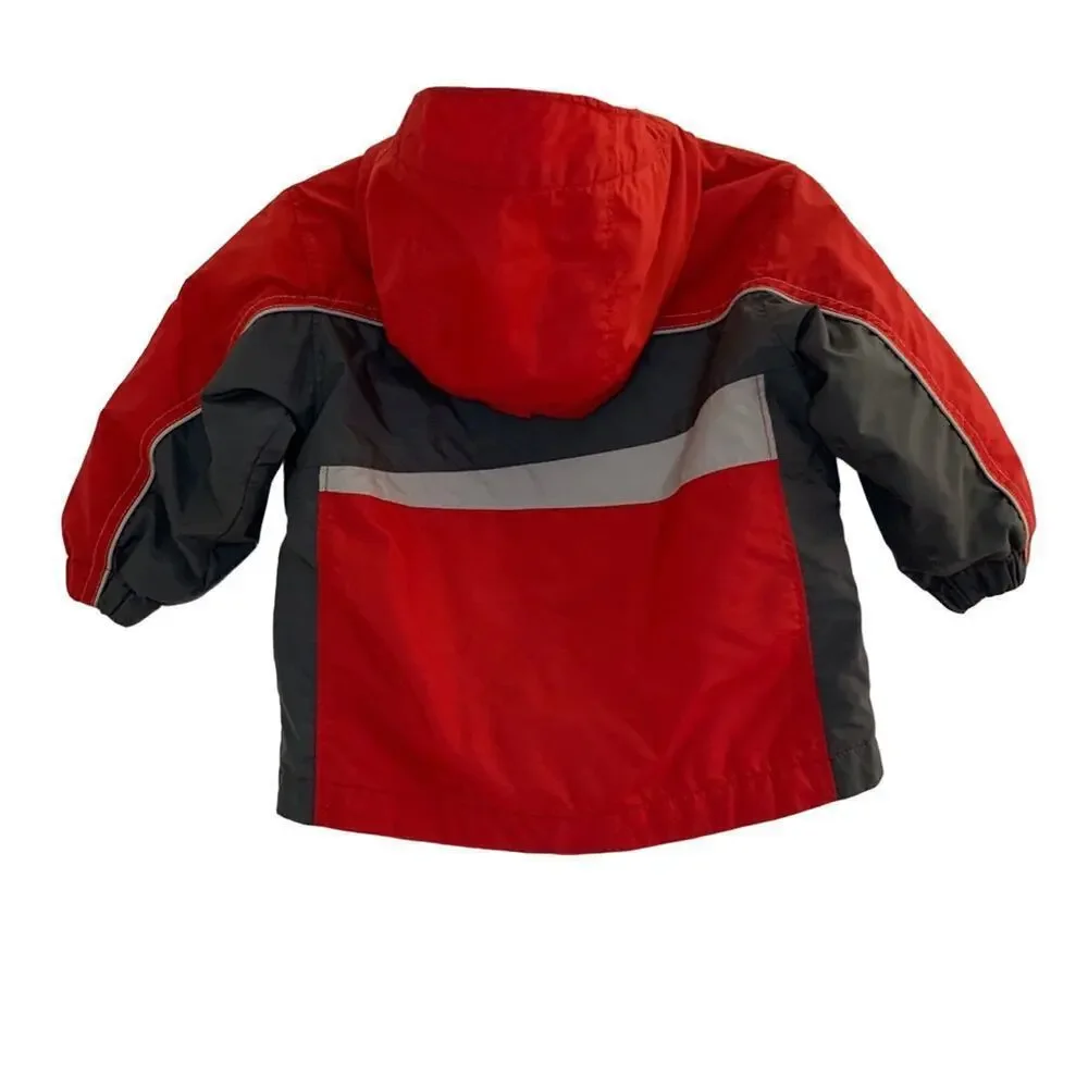 COLUMBIA Boy’s Red/Gray Fleece Lined Hooded Zip Up Jacket / Size: 18 Months